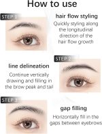 ⁦L&Wen Eyebrow Pen with Micro-Fork Tip, 2 Tip Microblade Eyebrow Pen, Waterproof Smudgeproof Long Lasting Brow Contouring Pencil, Create Natural Brows (Grey/Black)⁩ - الصورة ⁦9⁩