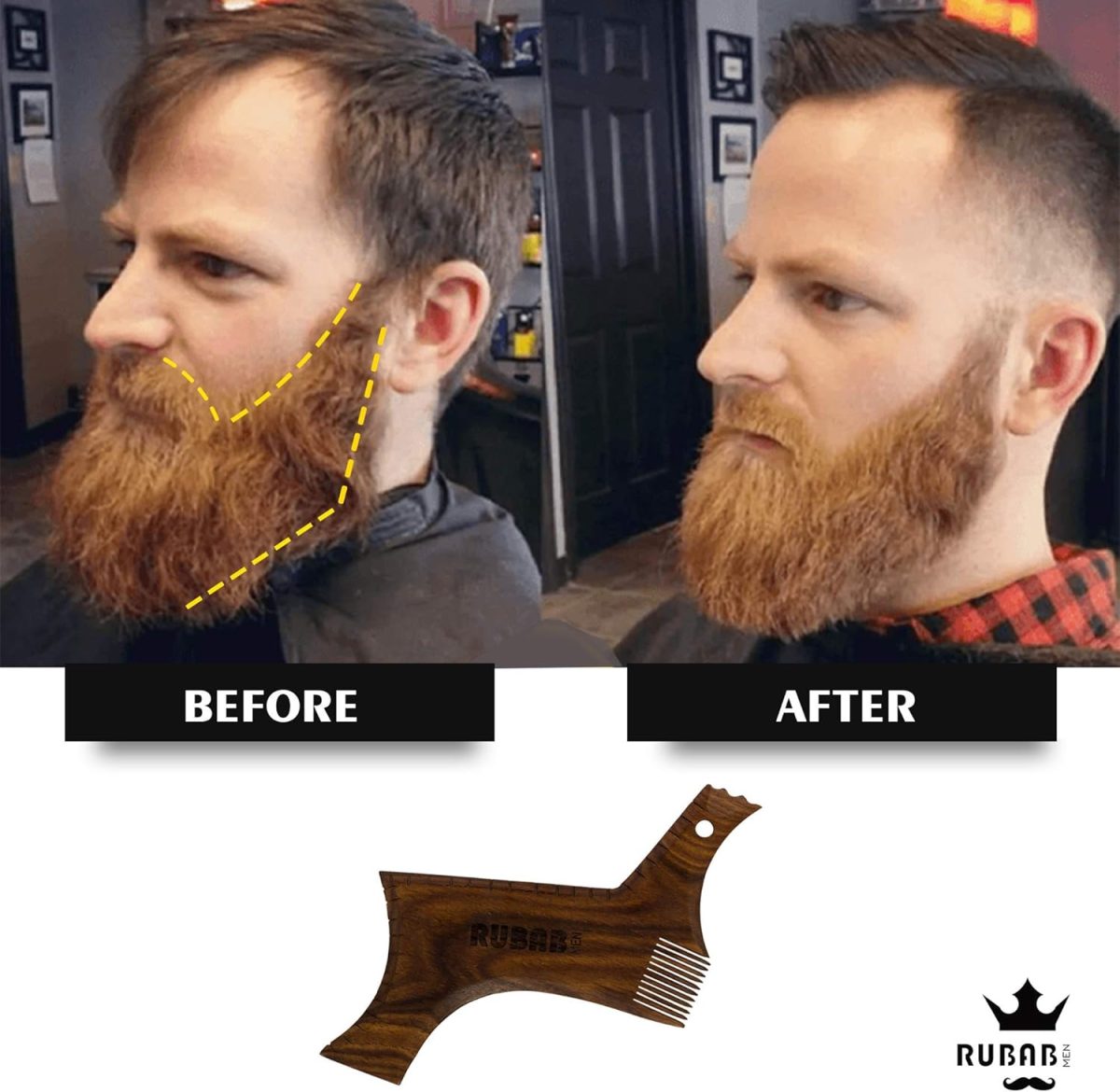 ⁦Rubab Men Beard Shaper | A Premium Wooden Beard Shaping Tool Hand-Crafted in India for Perfect Beard & Neck Line | Easy Home Use⁩ - الصورة ⁦4⁩