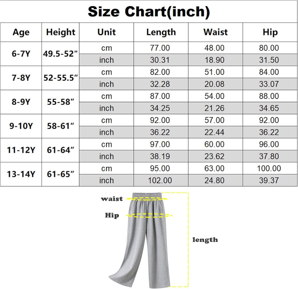 ⁦Djeanxa Girl's Wide Leg Sweatpants Baggy Straight Loose Sweat Pants High Waist Causal Kids Athletic Pants with Pockets 6-14Y⁩ - الصورة ⁦7⁩