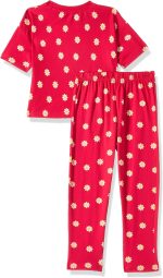 ⁦T2F Girls Cotton Printed Oversized Fit Crop Top and Pant Pajama Set⁩ - الصورة ⁦2⁩