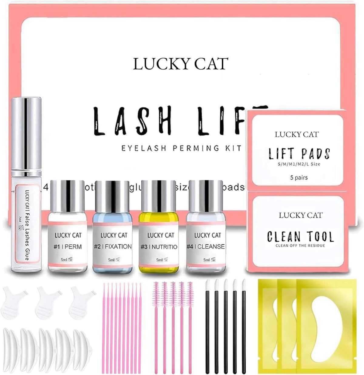 Lucky Cat Eyelash Perm Kit, Eyelash Extension Kit, Lash Lift Kit Ideal for Salons