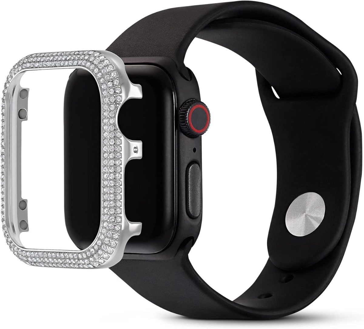 ⁦Swarovski Sparkling Smartwatch Case compatible with Apple Watch Series 4 and 5, 40mm, Silver Tone⁩ - الصورة ⁦3⁩