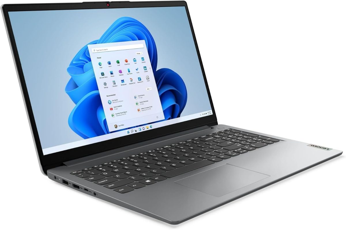 ⁦Lenovo IdeaPad 1i 15.6 FHD Laptop | Intel Celeron N4500 | Intel UHD Graphics | 720P Webcam| Bluetooth 5| Grey | 4GB RAM | 128GB SSD | Windows 11 S |Bundle with USB 3.0 Hub⁩ - الصورة ⁦2⁩