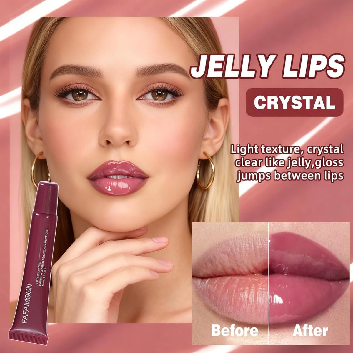 ⁦DENESTUP Lip Jam Hydrating Lip Gloss | Glittery Shiny Plumping Lip Gloss | High Gloss Glass-Like Nude Shiny Jelly Liquid Lipstick (5 Colours Set)⁩ - الصورة ⁦7⁩