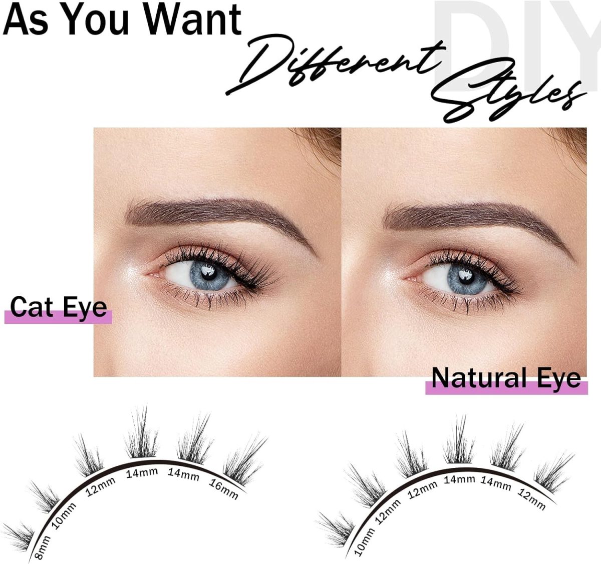 ⁦Mayhug 3D Cluster Lashes Fluffy 8-18MM Individual Eyelashes 144Pcs Lashes Cluster C Curl Lashes Individual Cluster DIY Eyelash Extensions at Home(Starry)⁩ - الصورة ⁦7⁩