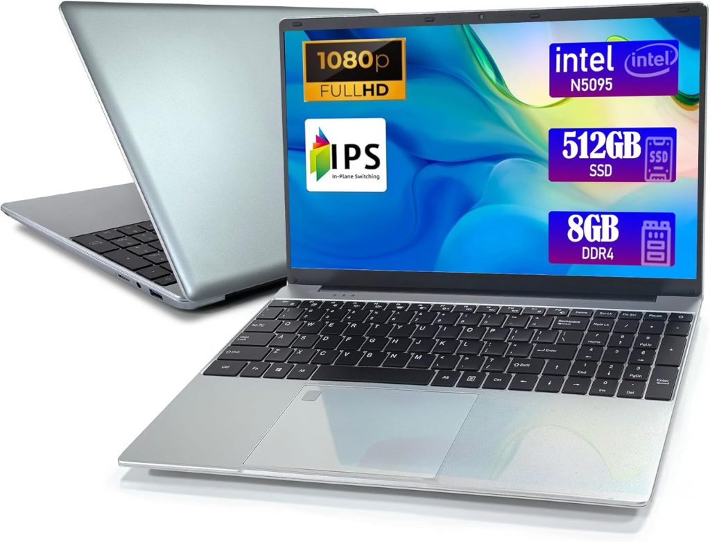 IJKKJI Laptop - Laptop Computer, 15.6 Inch Laptops, 8GB DDR4 RAM 512GB SSD, Celeron N5095, Computers with Win 11, 1920 x 1080 Display, Type-C, HD for Businesses and Students