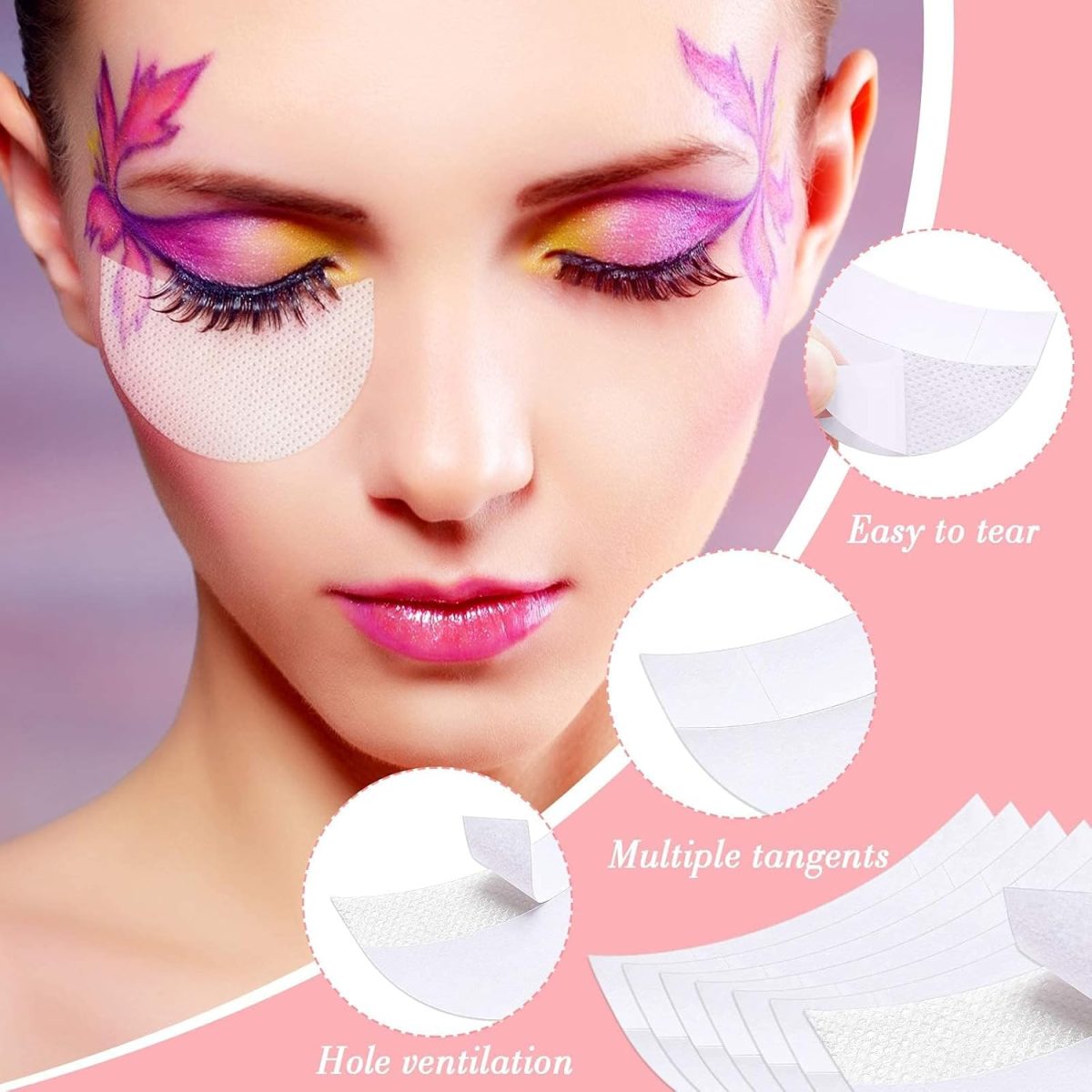 ⁦Joyzzz Eyeshadow Shields, 100 PCS Makeup Tape Supplies, Eyeshadow Stencil for Prevent Makeup Residue, Eyeshadow Gel Pad Patches Eyeshadow Stencils for Prevent Eyelash Extensions, Tinting⁩ - الصورة ⁦3⁩
