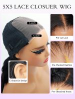 ⁦Tahikie Glueless Wigs Human Hair Pre Plucked Pre Cut 220% Density 30 Inch 5x5 HD Lace Closure Wigs Human Hair Body Wave Lace Front Wigs for Beginners Ready to Go Wig Natural Color⁩ - الصورة ⁦3⁩