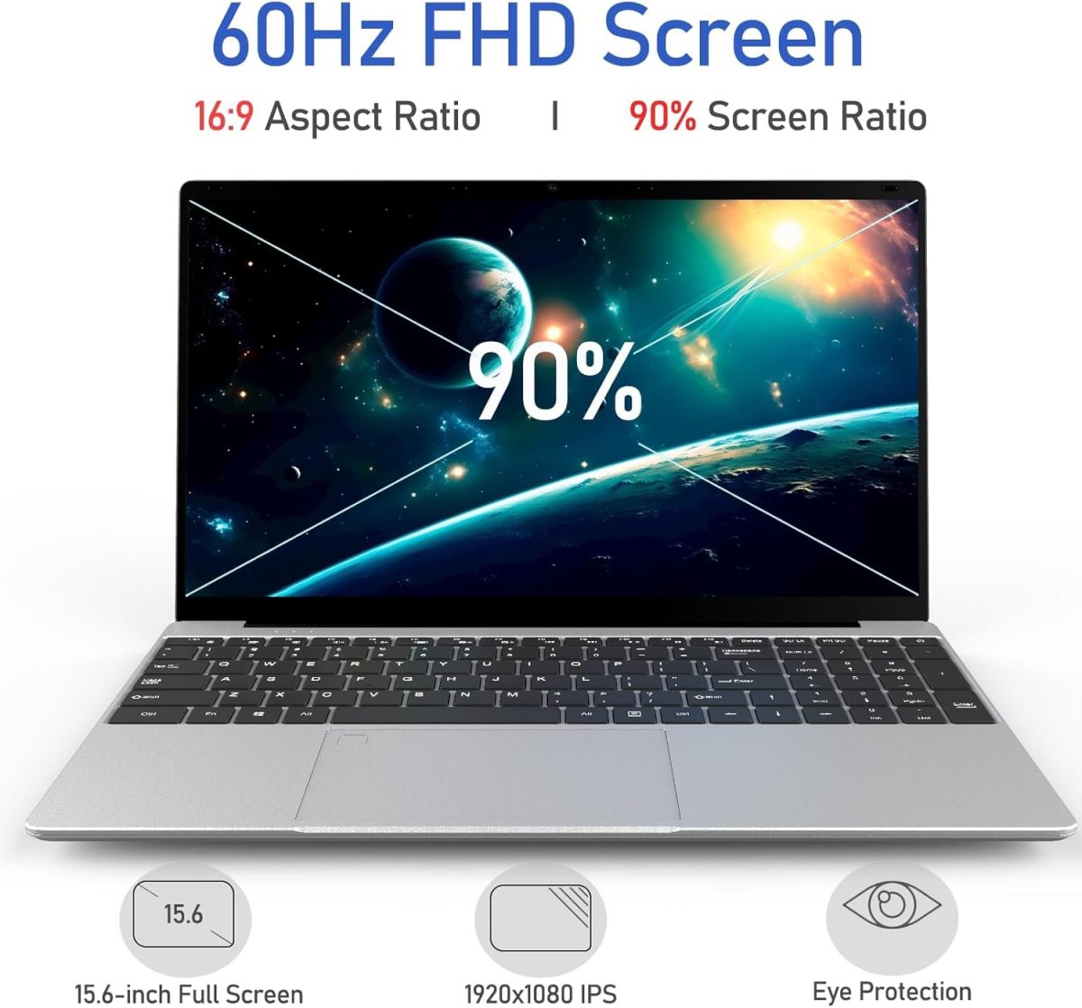 ⁦MTWZMM Laptop Computer, 15.6 Inch Laptop, 8GB RAM, Backlit Keyboard, Celeron N5095(Up to 2.9GHz), (DDR 8GB| SSD 256GB)⁩ - الصورة ⁦6⁩