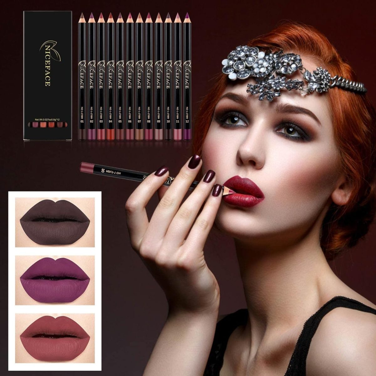 ⁦NALACAL Lip Liner Pencil Set, 12 Assorted Lip Liner Colors Matte Lip Liner Set High Pigmented Lip Liner Smooth Lip Liner Pencils Soft Lip Liner Pens Precise Lip Liner Set Long Lasting Lip Liner⁩ - الصورة ⁦3⁩