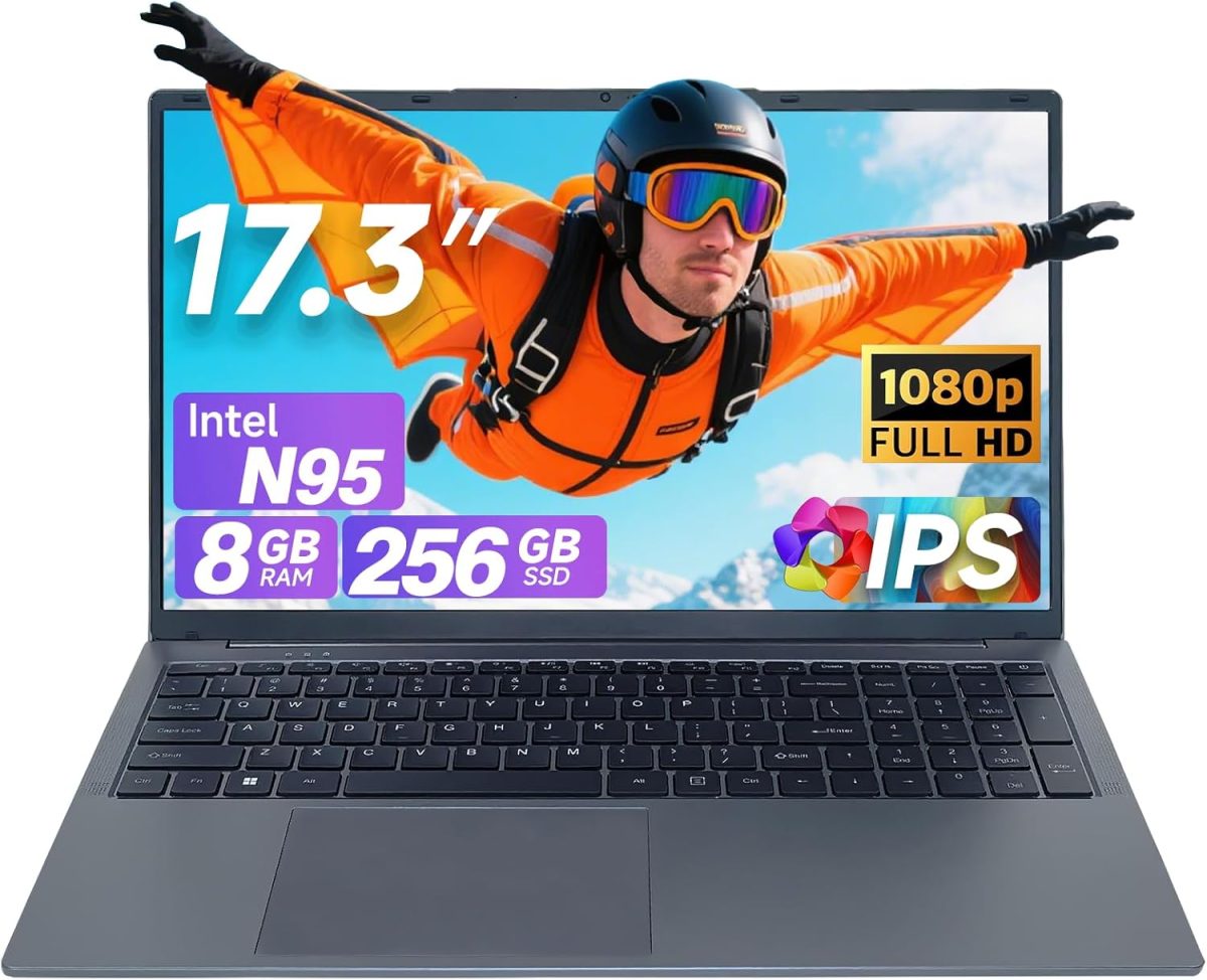 XYPLOXZ 17 Inch Laptop, 8GB RAM 256GB SSD, Intel N5095(Up to 2.9GHz), FHD IPS 1920x1080 Screen, Win11, Webcam, USB 3.0, for Students and Business