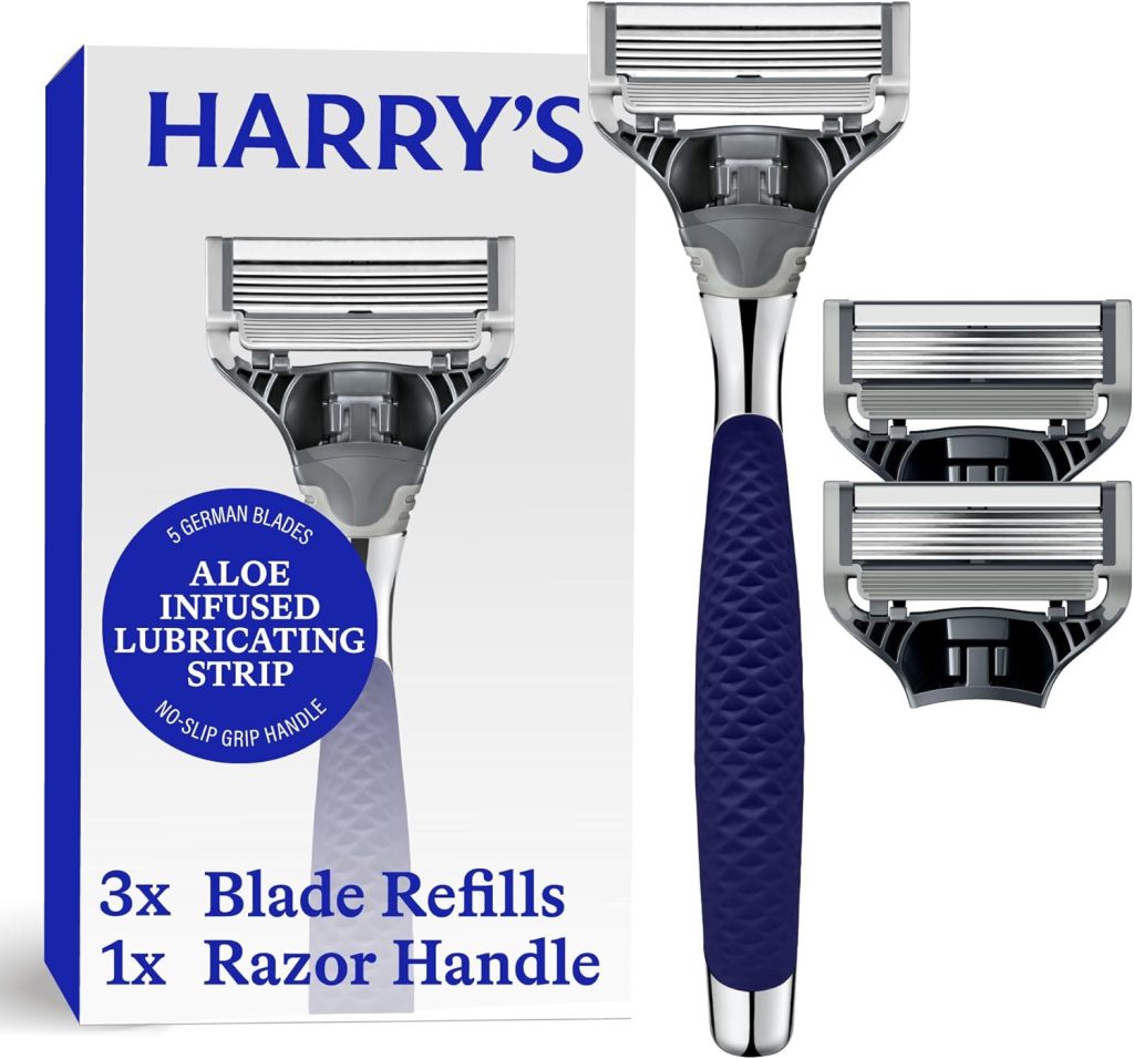 Harry's Shaving Kit for Men - Razor Handle and 3 Razor Blade Refill Cartridges - Chrome Edition