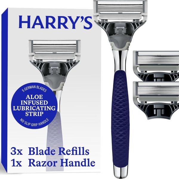 Harry's Shaving Kit for Men - Razor Handle and 3 Razor Blade Refill Cartridges - Chrome Edition