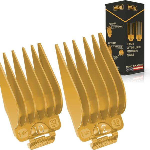Wahl Hair Clipper Genuine Secure Fit Attachment Guard Set for Long Hair Styles and Fades, 2 Full Size Hair Clipper Guide Combs for Increased Cutting Performance - Model 3025025