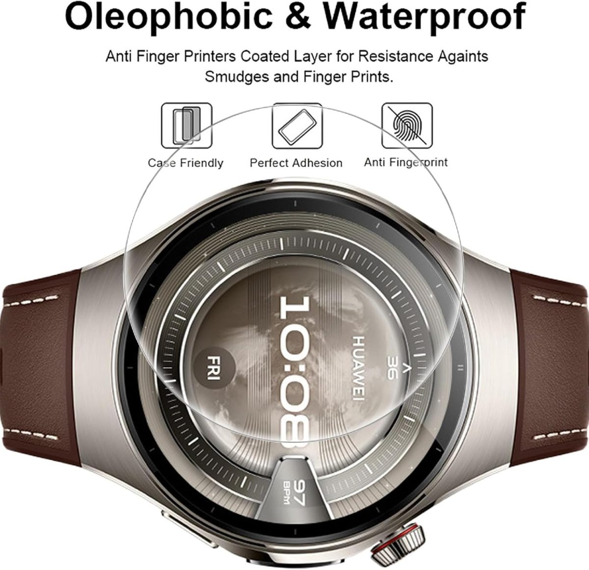 ⁦GIOPUEY Protective Film for Huawei Watch 5 46 mm, [6 Pieces] Flexible TPU Screen Protector Film [Extra-Slim] [Anti-Scratch] – Transparent⁩ - الصورة ⁦3⁩