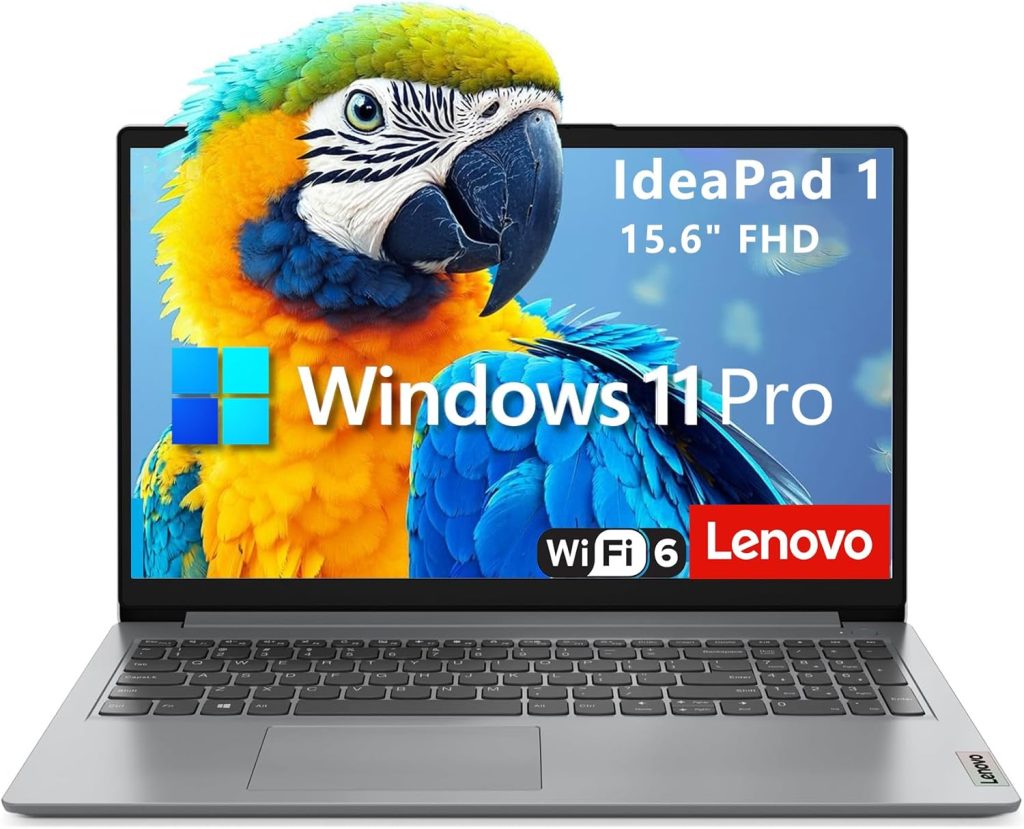 Lenovo IdeaPad 1 Laptop Computer for Business and Student, 15.6" FHD Display, Intel Dual Core Processor, 4GB DDR4 RAM, 256GB PCIe SSD, WiFi 6, Bluetooth 5.2, Type-C, Grey, Windows 11 Pro, AZ-XUT