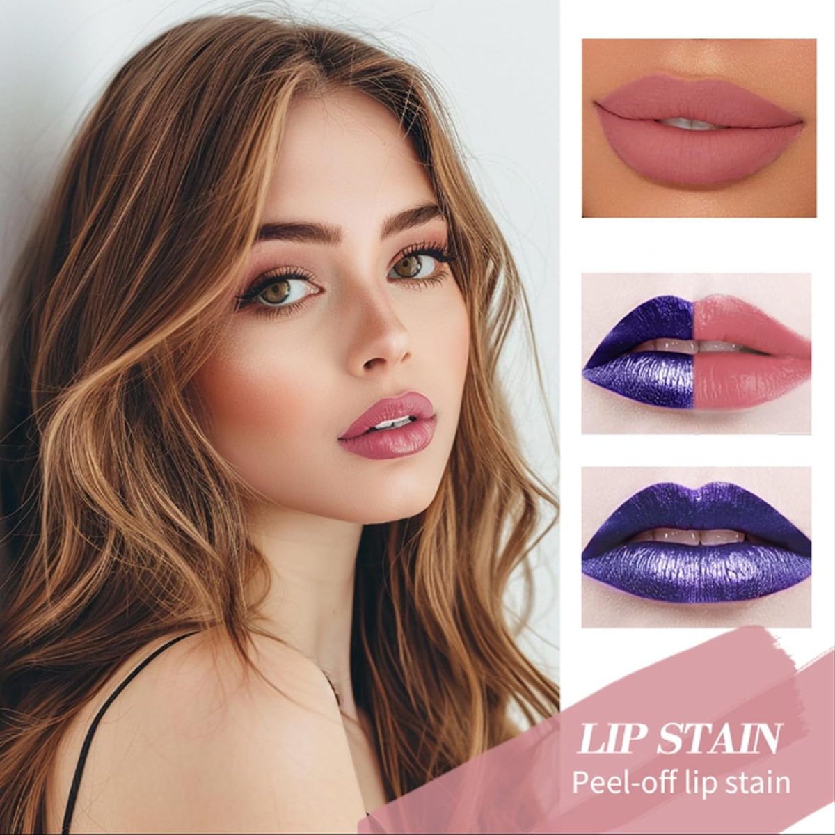 ⁦Mrettick Peel Off Lip Stain 3 Colors Matte Tattoo Peel Off Lip Liner Set Long-lasting Waterproof Nude Lip Gloss Highly Pigmented Tattoo Lip Tint Stain (#1, M)⁩ - الصورة ⁦3⁩