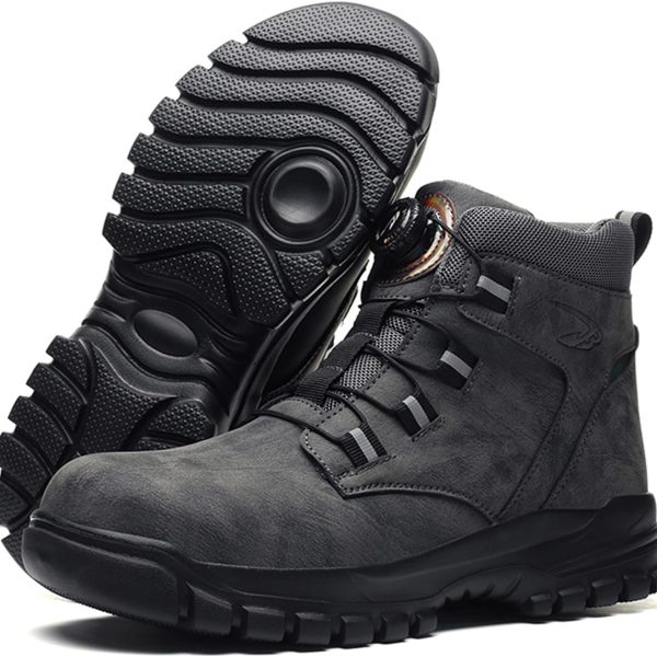 LIWEGHT Safety Shoes Steel Toe Shoes for Men Women Lightweight Comfortable Safety Boots Breathable Working Indestructible Construction Boots,Gray