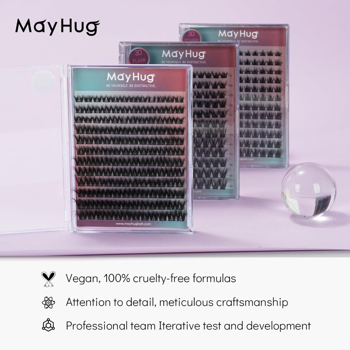 ⁦Mayhug 3D Cluster Lashes Fluffy 8-18MM Individual Eyelashes 144Pcs Lashes Cluster C Curl Lashes Individual Cluster DIY Eyelash Extensions at Home(Starry)⁩ - الصورة ⁦8⁩