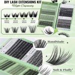 ⁦False Lash DIY Extensions Kit, 551 PCS Reusable Lash Clusters with Bond & Seal, Tweezers, Fluffy Volume Natural Eyelashes for Daily Use (Green)⁩ - الصورة ⁦5⁩