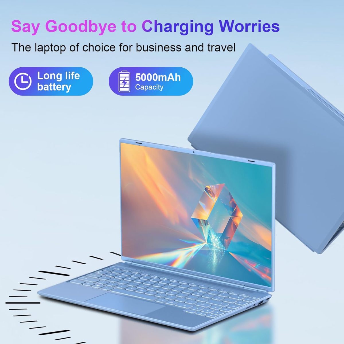 ⁦Laptop 14 Inch Celeron N5095 Up to 2.9Ghz, Win 11 Laptop with 8+256GB SSD Extension 1TB, Notebook Support 5G WiFi丨Bluetooth 4.2丨Cooling Fan丨1920*1200丨Mouse and Keyboard Protector-Blue⁩ - الصورة ⁦4⁩