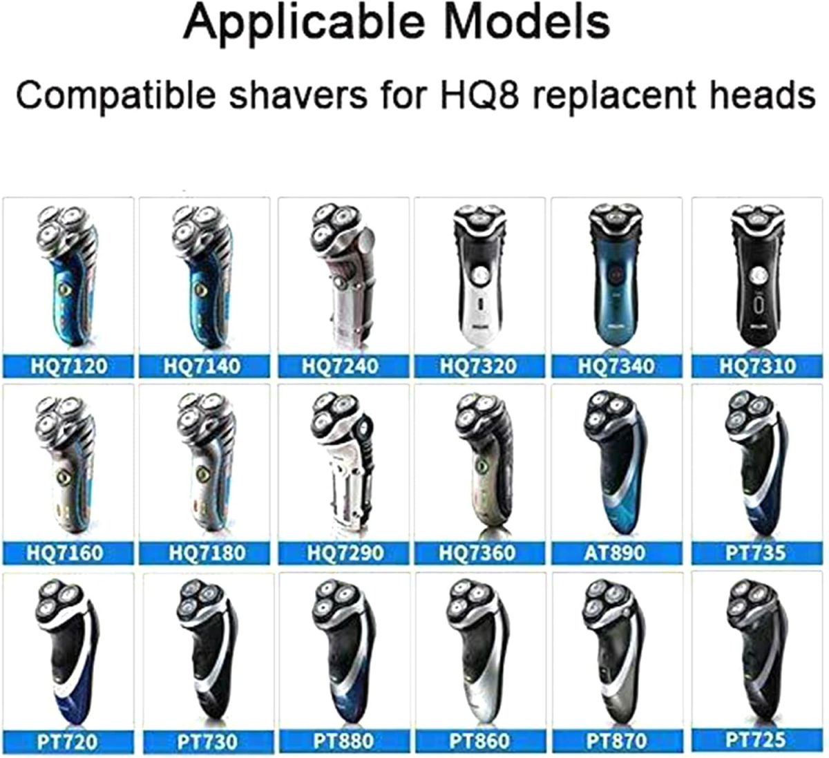⁦WOSEEN 3PCS Replacement Shavers-Blade Replacement for Philips No-relco R-azor HQ8 Dual-Precisions Shavers Blade-Heads⁩ - الصورة ⁦2⁩