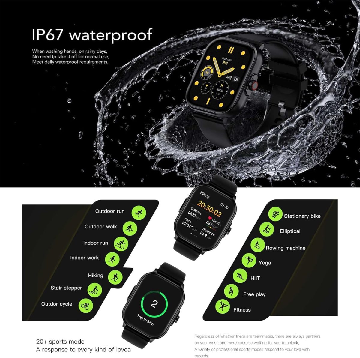 ⁦Smartwatch with Bluetooth Call 2.01" Full Touch Screen Fitness Tracker with activity tracker, Ultra-thin Design, 24/7 Health Management, Compatible with Android & iOS (Silvery/)⁩ - الصورة ⁦7⁩