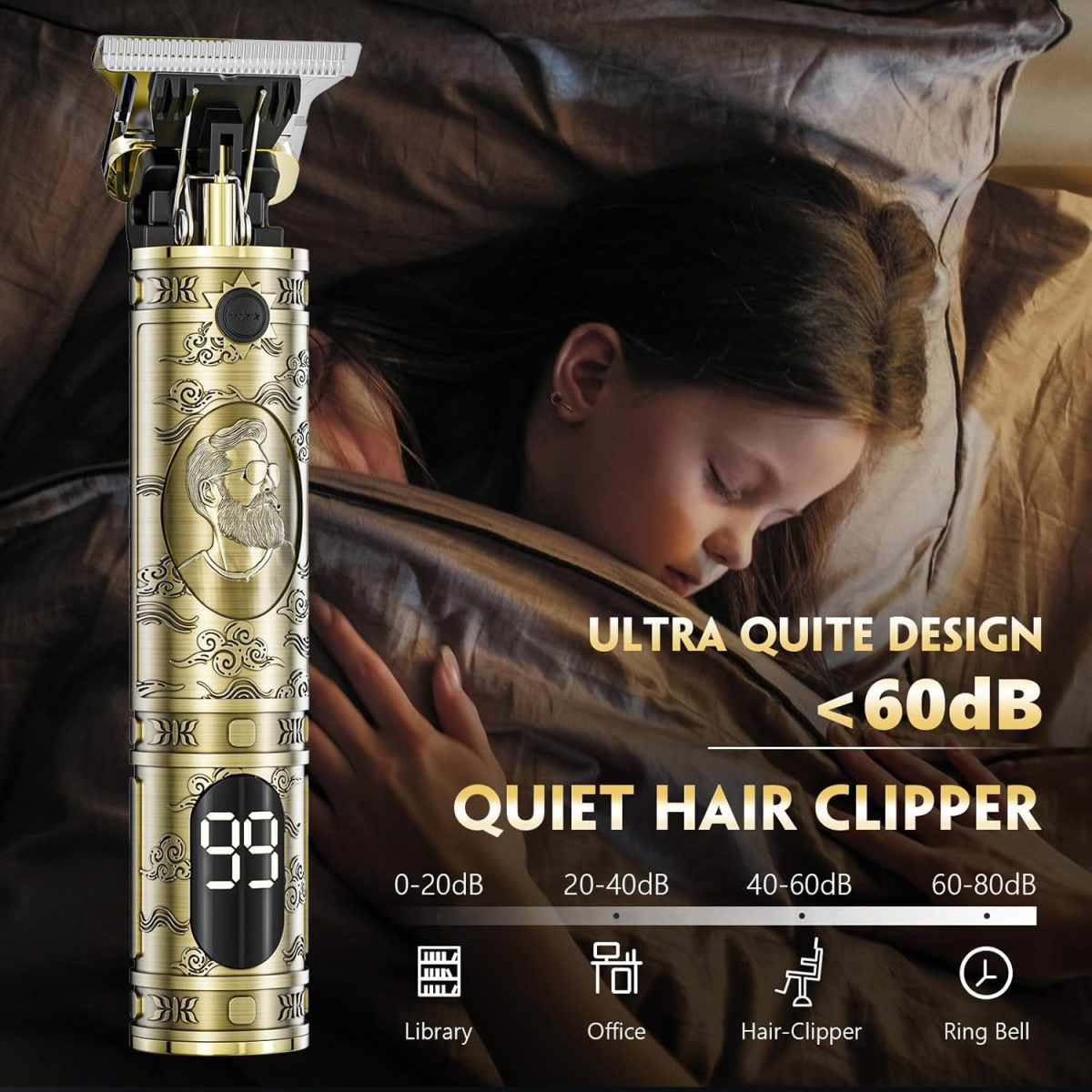 ⁦Solati Men's Hair Clipper Beard Trimmer T Zero Gap with LED Screen Professional Wireless Barber Finishing Trimmer Men's Electric Shaver Men Hair Trimmer Gift⁩ - الصورة ⁦5⁩