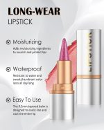 ⁦Glitter Lipstick Gold Pink, Smooth Nourishing Lip Liner with Metallic Finish, Long Lasting Shine, Waterproof Lip Liner & Lipstick 2-in-1, Creamy Texture, Highly Pigmented Emergency Stick Lip Gloss⁩ - الصورة ⁦4⁩
