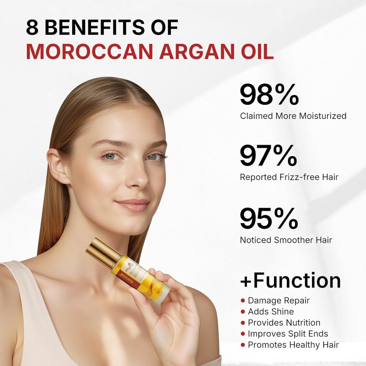 ⁦Karseell Moroccan Argan Oil for Hair Healing Cold Pressed Weightless Argan Oil Hair Serum for Dry Damaged Hair 50ml⁩ - الصورة ⁦3⁩