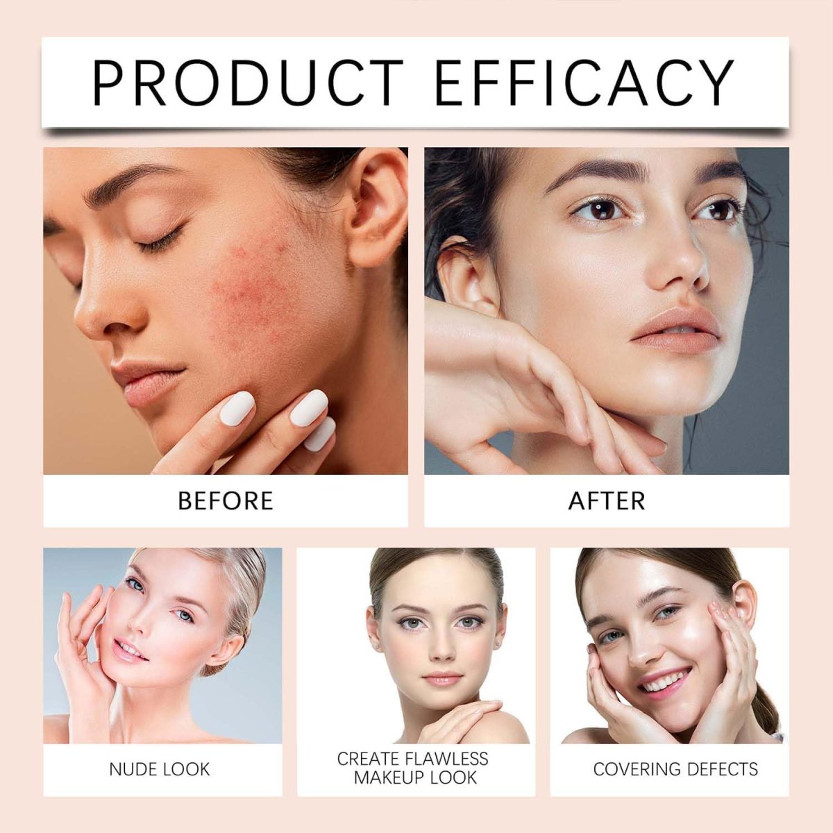 ⁦2025 NEW Vivien Beauty Foundation Stick - Vivien Beauty, 2 in 1 Vivienbeauty Foundation, Vivien Foundation Stick, Hydrating Lightweight Foundation Stick with Brush For All Skin Types (#01, 1pc)⁩ - الصورة ⁦5⁩