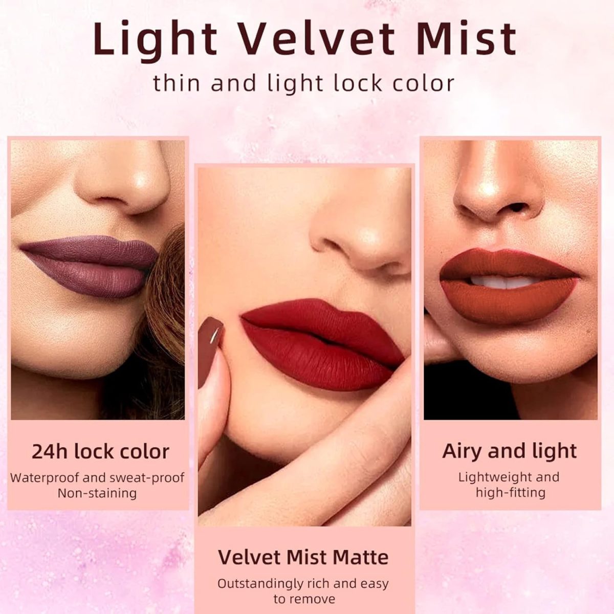 ⁦Excefore Matte Liquid Lipstick Makeup Set, 12pcs Long Lasting Waterproof Velvet Lip Gloss High Pigmented Lip, Non-stick Cup Not Fade Waterproof Lip Gloss Makeup Gift for Women and Girls⁩ - الصورة ⁦3⁩