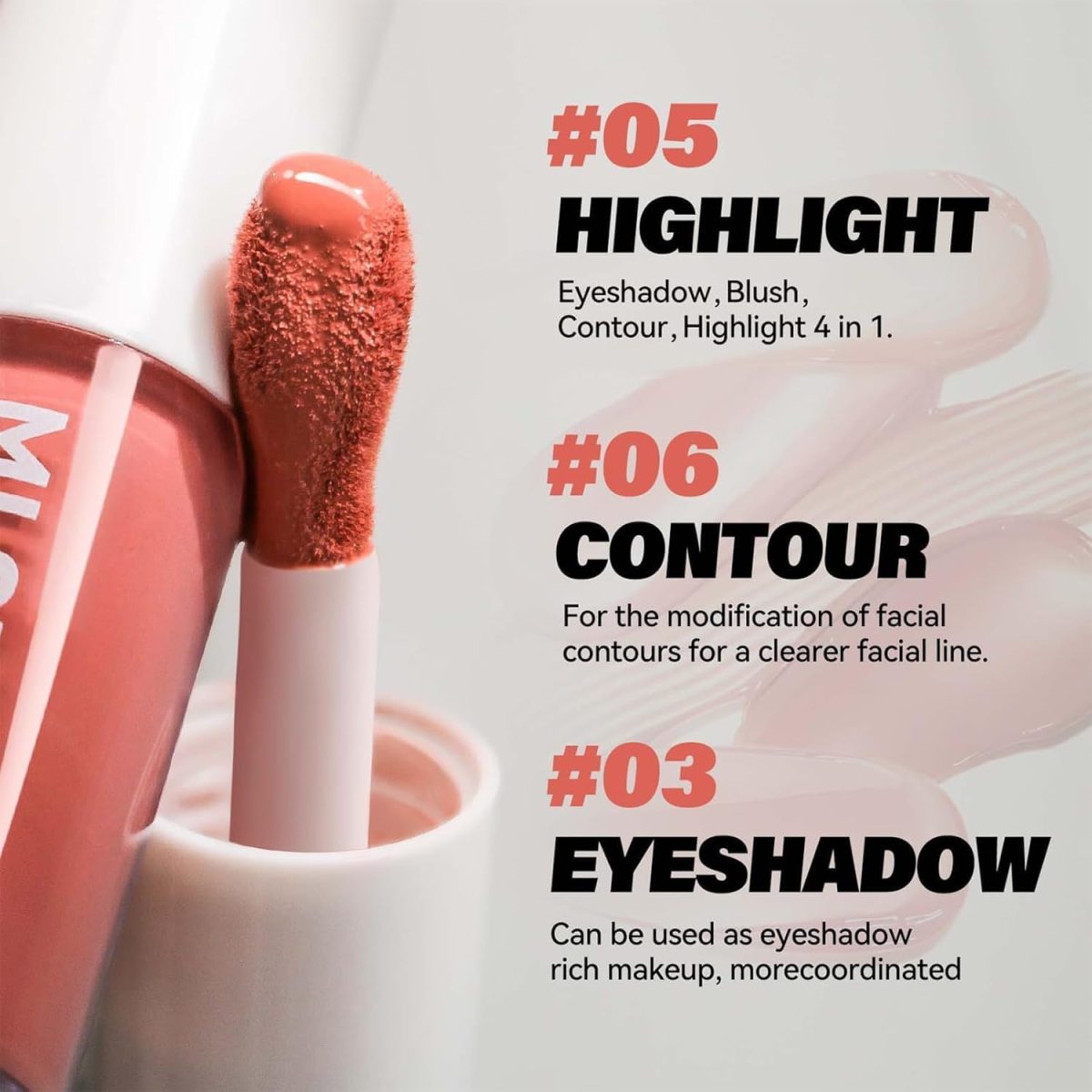 ⁦KASTWAVE Liquid Blush, Liquid Contour, Long Lasting Blush Stick for Cheeks Lips Eyes, Waterproof Lightweight Cream Blush, Moisturize & Blendable Blushers for Women Girls Cheeks Makeup (3Pcs)⁩ - الصورة ⁦3⁩