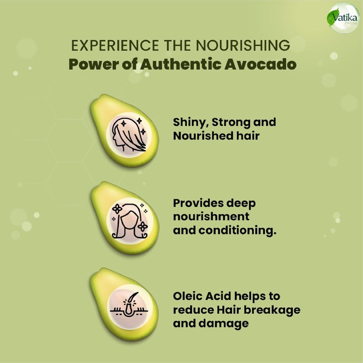⁦Vatika Naturals Mexican Avocado Enriched Hair Oil 300ml | Revitalize & Nourish with Vitamin A, E & F | For Shiny, Strong and Nourished Hair | No Paraben, No Sulfate, No Silicone⁩ - الصورة ⁦5⁩