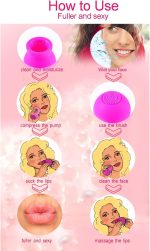 ⁦Excefore Soft Silicone Lip Plumper Device, Makeup Enhancement Device, Quickly Face Clean Massage Pump With Brush (Pink)⁩ - الصورة ⁦3⁩