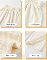 ⁦Djeanxa Girl's Wide Leg Sweatpants Baggy Straight Loose Sweat Pants High Waist Causal Kids Athletic Pants with Pockets 6-14Y⁩ - الصورة ⁦5⁩