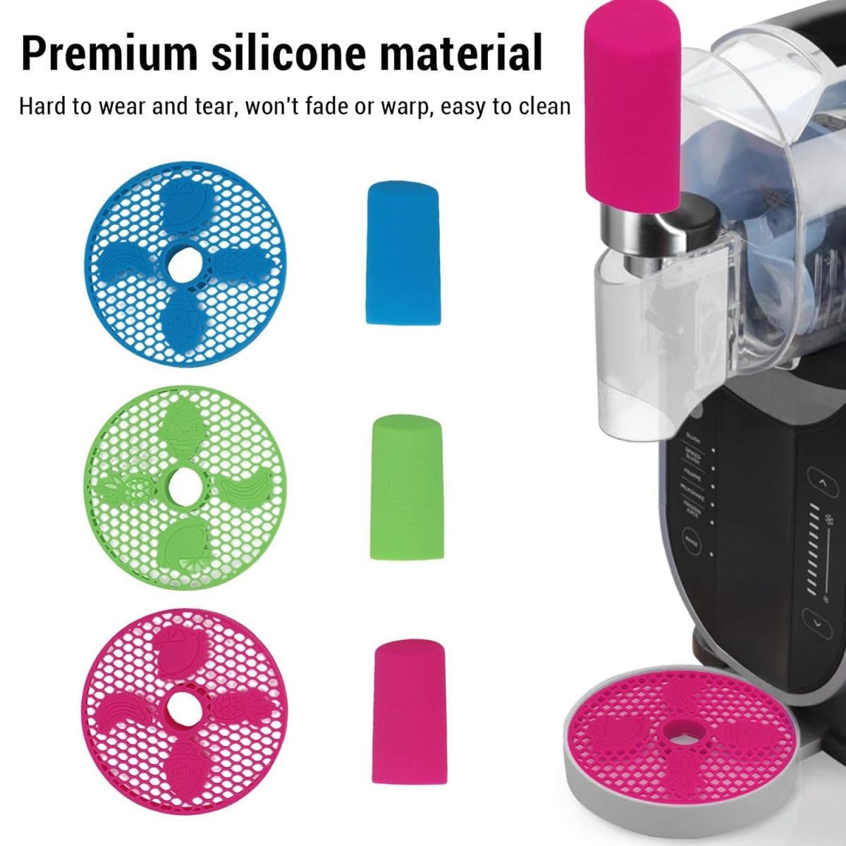⁦NOENNULL 3 Pack Handle Cover and Drip Tray Set Fit for FS301 FS300 Slushie Machine Silicone Drip Tray Insert Slushie Machine Accessories⁩ - الصورة ⁦4⁩