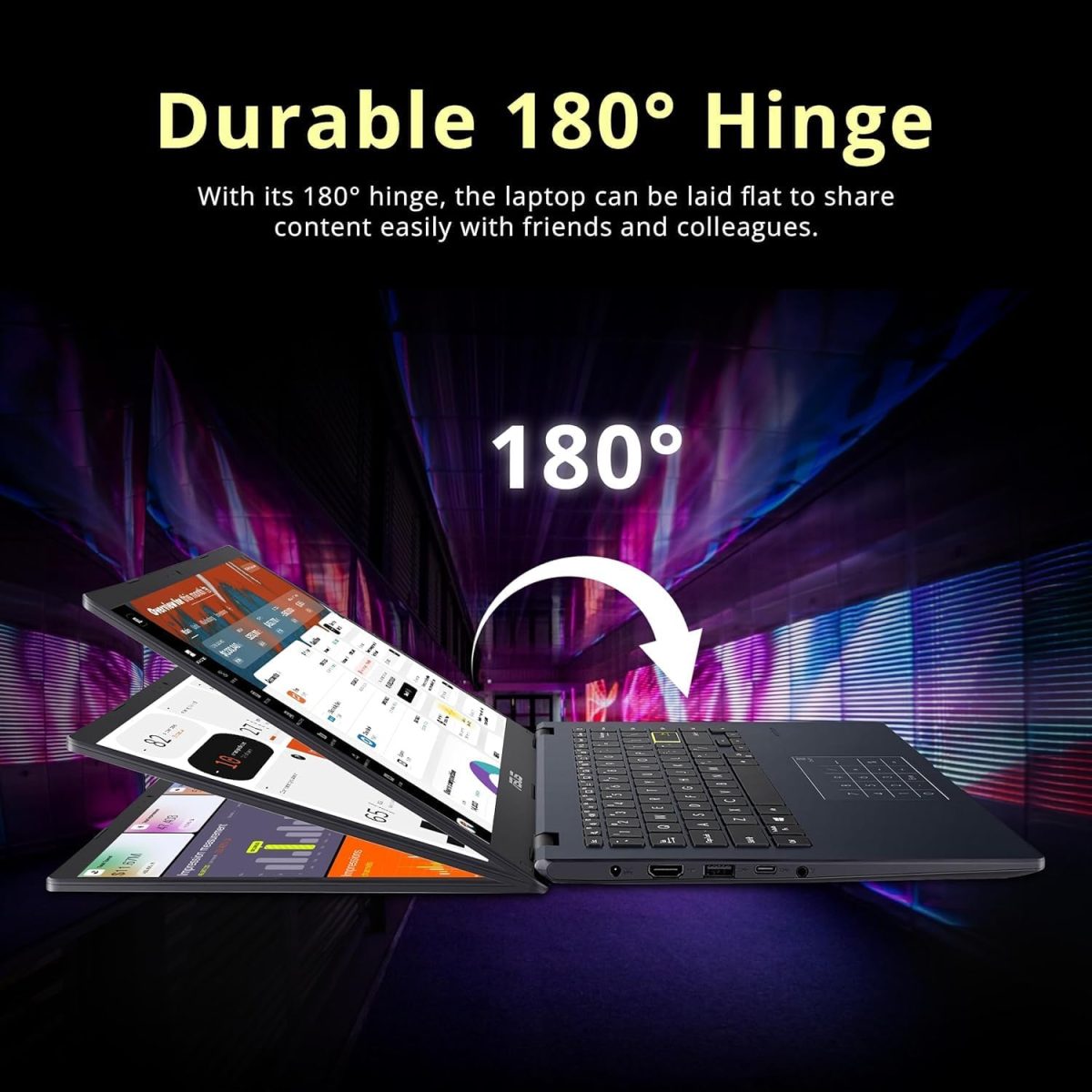 ⁦اسس لابتوب فيفو بوك جو 14 انش FHD، انتل سيليرون N4500، مايكروسوفت 365 لمدة عام واحد، واي فاي 5، USB نوع C، عمر بطارية 10 ساعات، ويندوز 11 هوم في وضع S، مع HDMI (4GB RAM | تخزين 128GB)⁩ - الصورة ⁦4⁩