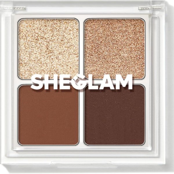 SHEGLAM Cosmic Crystal Eyeshadow Quad 4-Color Matte Glitter Eyeshadow Palette Rose Gold Warm Peach Brown Long Lasting Ultra Pigmented Smooth Blendable Eyeshadow-Higher Self