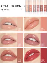⁦MAEPEOR Shiny Lipgloss Set 6PCS Smooth Moisturizing Lip Gloss Neutral Nude Nourishing Glossy Lipgloss (6PCS Set B)⁩ - الصورة ⁦2⁩