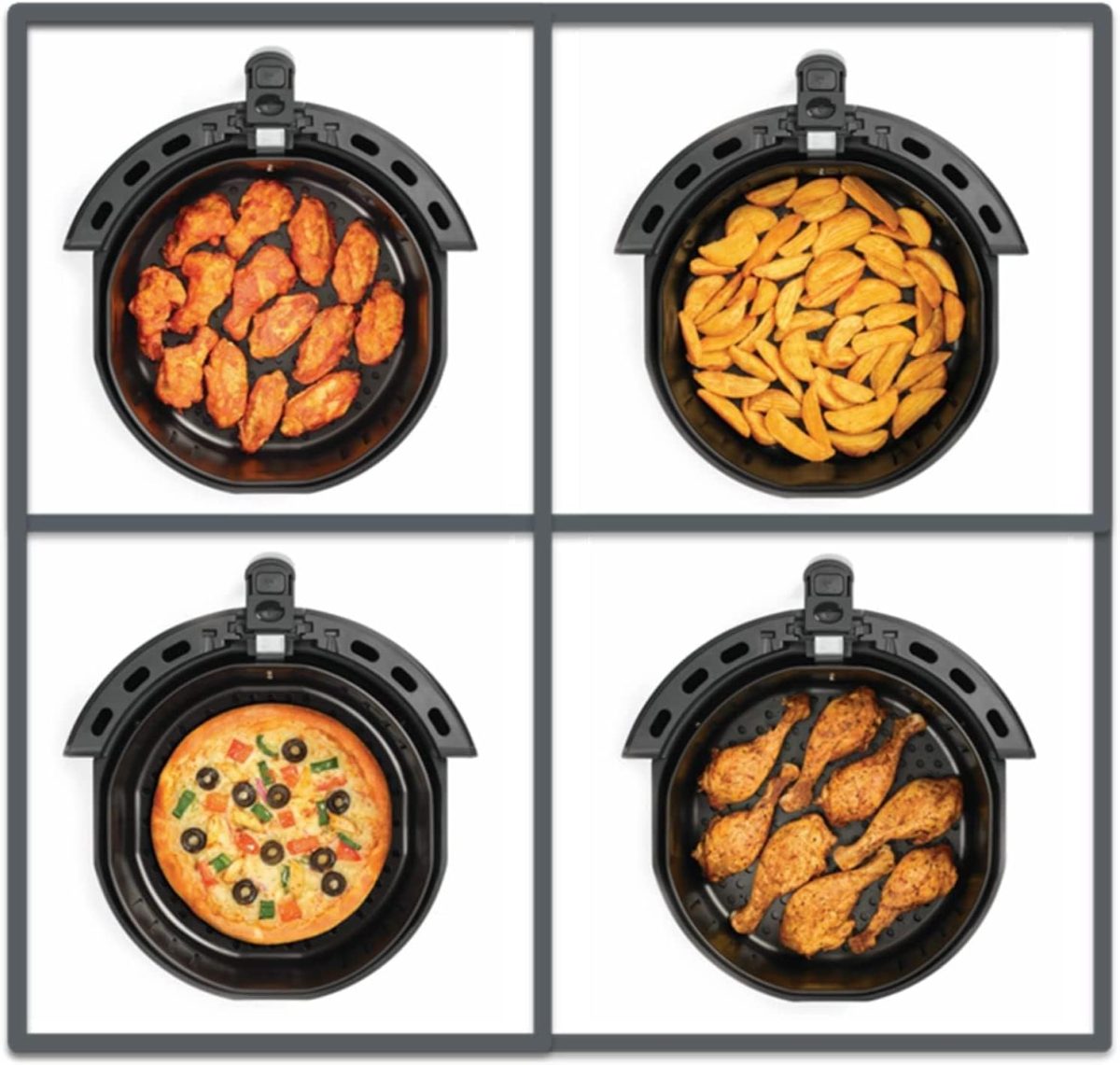 ⁦BLACK+DECKER 8-in-1 Digital Air Fryer with Window, 7.2L Large Capacity, 1800W, Rapid Air Technology, LED Touch Display, Dehydrate Function, Dishwasher Safe Basket, Cool-Touch Handle - AF7210-B5⁩ - الصورة ⁦6⁩