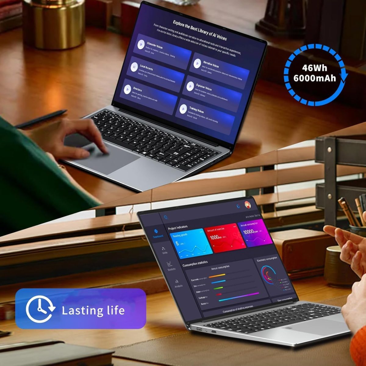 ⁦16 Inch Gaming Laptop, Laptops Celeron N100 (up to 3.4GHZ) Wind 11 Pro Laptop Gamer 16GB 1TB SSD,Traditional Laptops Full HD 1920x1200 Display, Fingerprint Unlocking Backlit Keyboard Netbook⁩ - الصورة ⁦3⁩