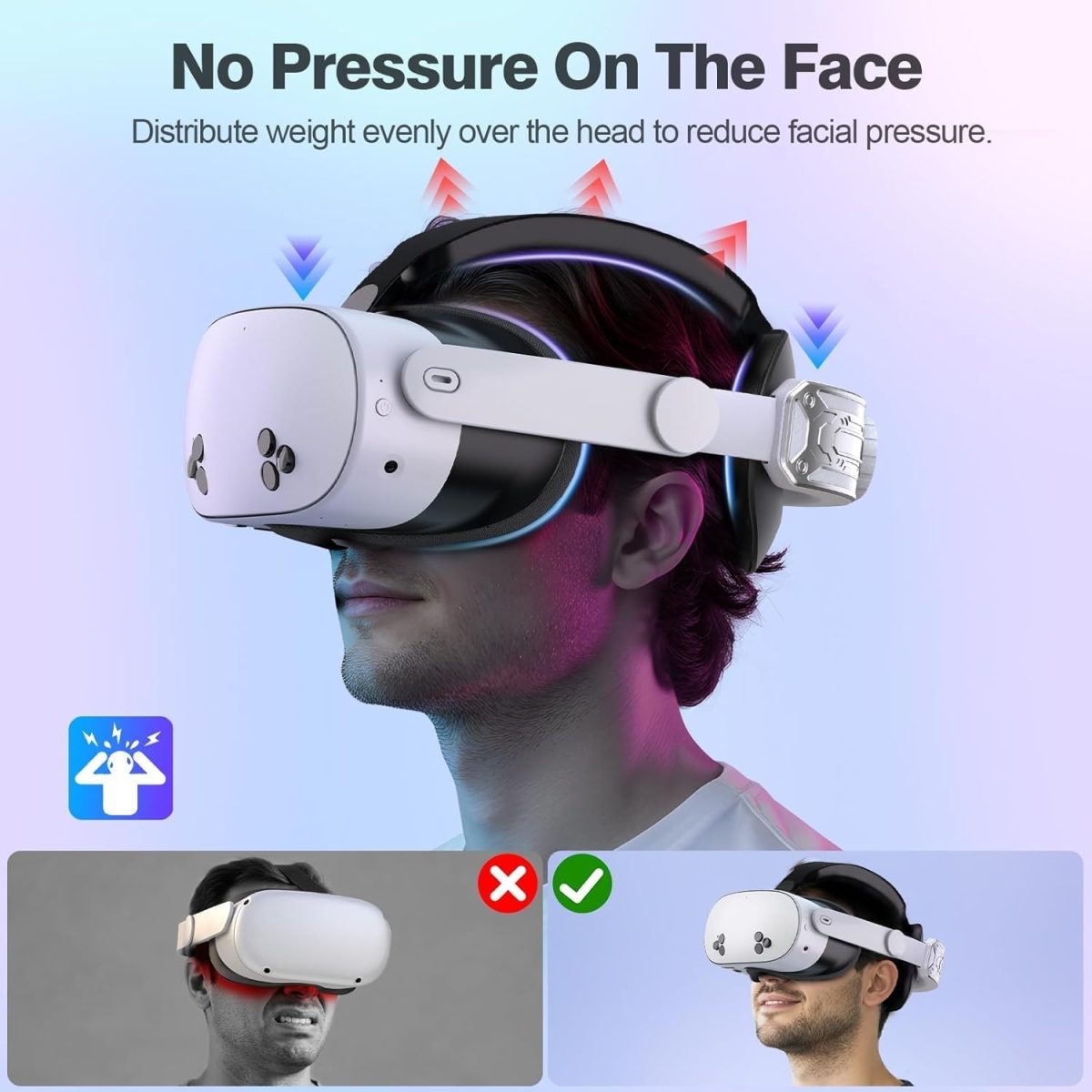 ⁦Head Strap for Meta Quest 3S: VR Headset Accessories - Replacement for Elite Strap - Compatible with Oculus/with Meta Quest 3S - Enhanced Comfort, Reduces Head Pressure⁩ - الصورة ⁦2⁩