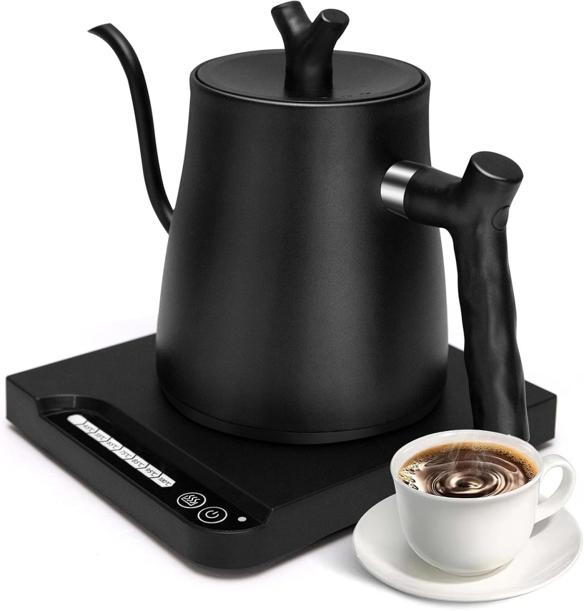 Prosight Electric Gooseneck Kettle,Fast Boiling Pour Over Electric Water Kettle,304 Stainless Steel Coffee Kettle with Boil-Dry Protection,Keep Warm,Temperature Indicate,Touch Screen Panel, 1000W,1L