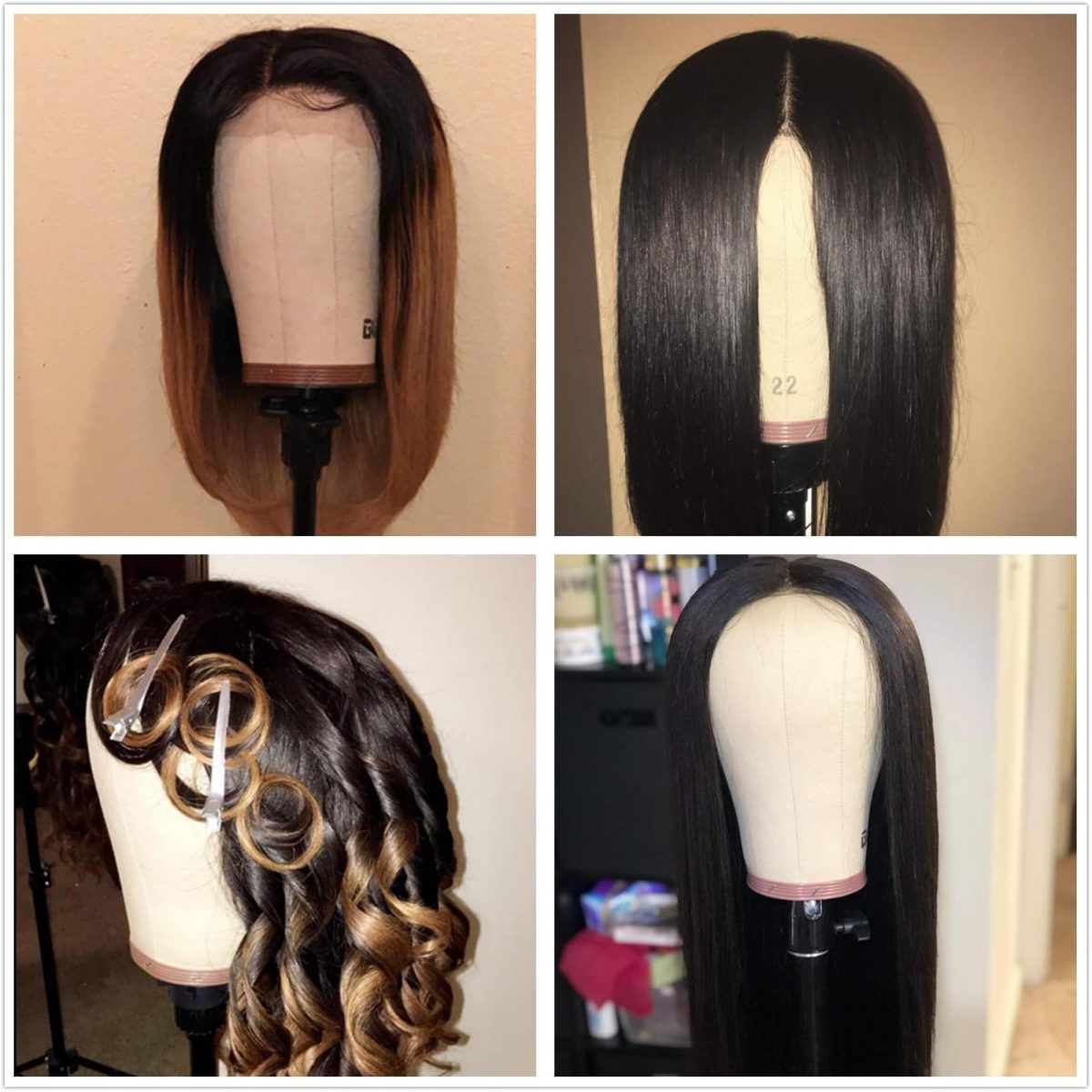 ⁦GEX 22" Cork Canvas Block Head Mannequin Wig Display Styling Head With Mount Hole⁩ - الصورة ⁦4⁩