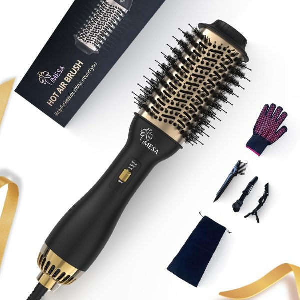 iMESA 4-IN-1 Multi-functional Hot Air Brush,1000W Hair Dryer Brush, Hair Dryer,Hair Styler Comb, 3 Speeds Temp, Hot Air Styler Black
