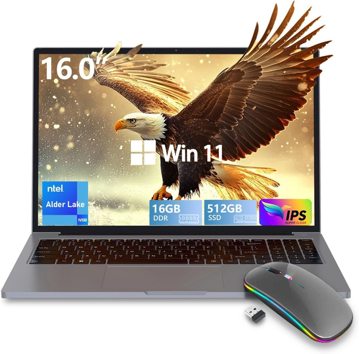 Z ZOLWAYTAC Gaming Laptop,Laptop Computer,16GB DDR4 512GB SSD,16 Inch,with Full Metal Housing,N100CUP(UP to 3.4Ghz),BT,WiFi,3XUSB3.2,Supports Type C Charging,Webcam,5000Mah Battery,Gray