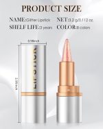 ⁦Glitter Lipstick Gold Pink, Smooth Nourishing Lip Liner with Metallic Finish, Long Lasting Shine, Waterproof Lip Liner & Lipstick 2-in-1, Creamy Texture, Highly Pigmented Emergency Stick Lip Gloss⁩ - الصورة ⁦7⁩