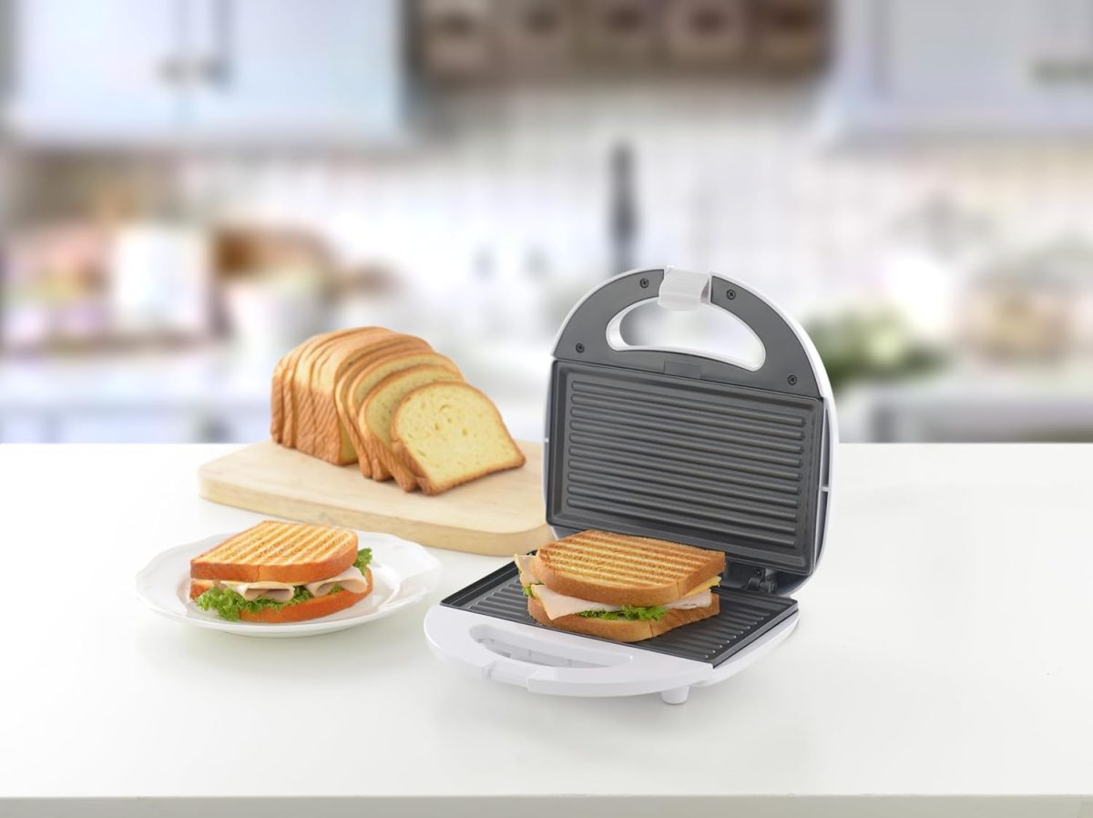 ⁦JANO ALSAIF 750W Electric Sandwich Maker With Grill Plate, Stainless Steel, Easy Clean With Non-Stick & Removable Plates, White, JN05302 2 Years warranty⁩ - الصورة ⁦4⁩