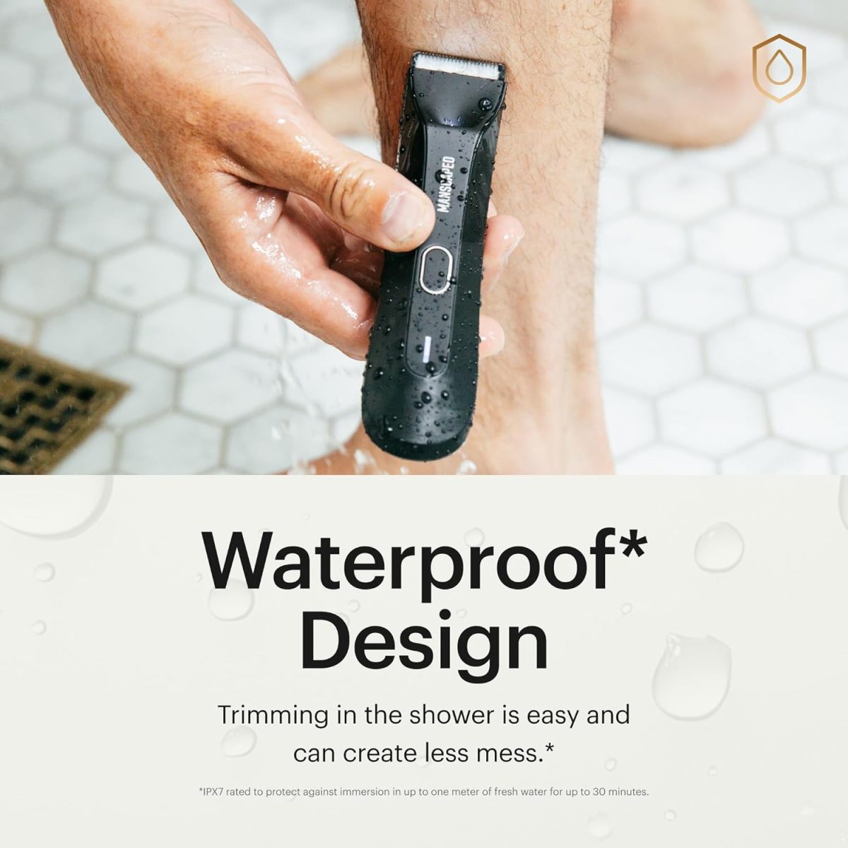 ⁦MANSCAPED™ Electric Groin Hair Trimmer, The Lawn Mower™ 4.0, Replaceable SkinSafe™ Ceramic Blade Heads, Waterproof Wet/Dry Clippers, Rechargeable, Wireless Charging, Ultimate Male Hygiene Razor⁩ - الصورة ⁦3⁩